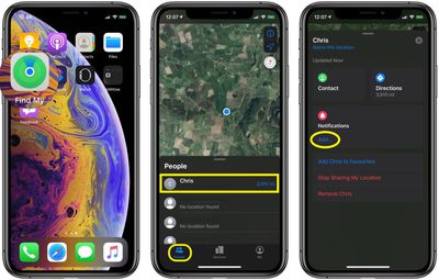 how to get notifications in Find My when a friend relocates 2
