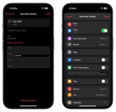 reminder details calendar app